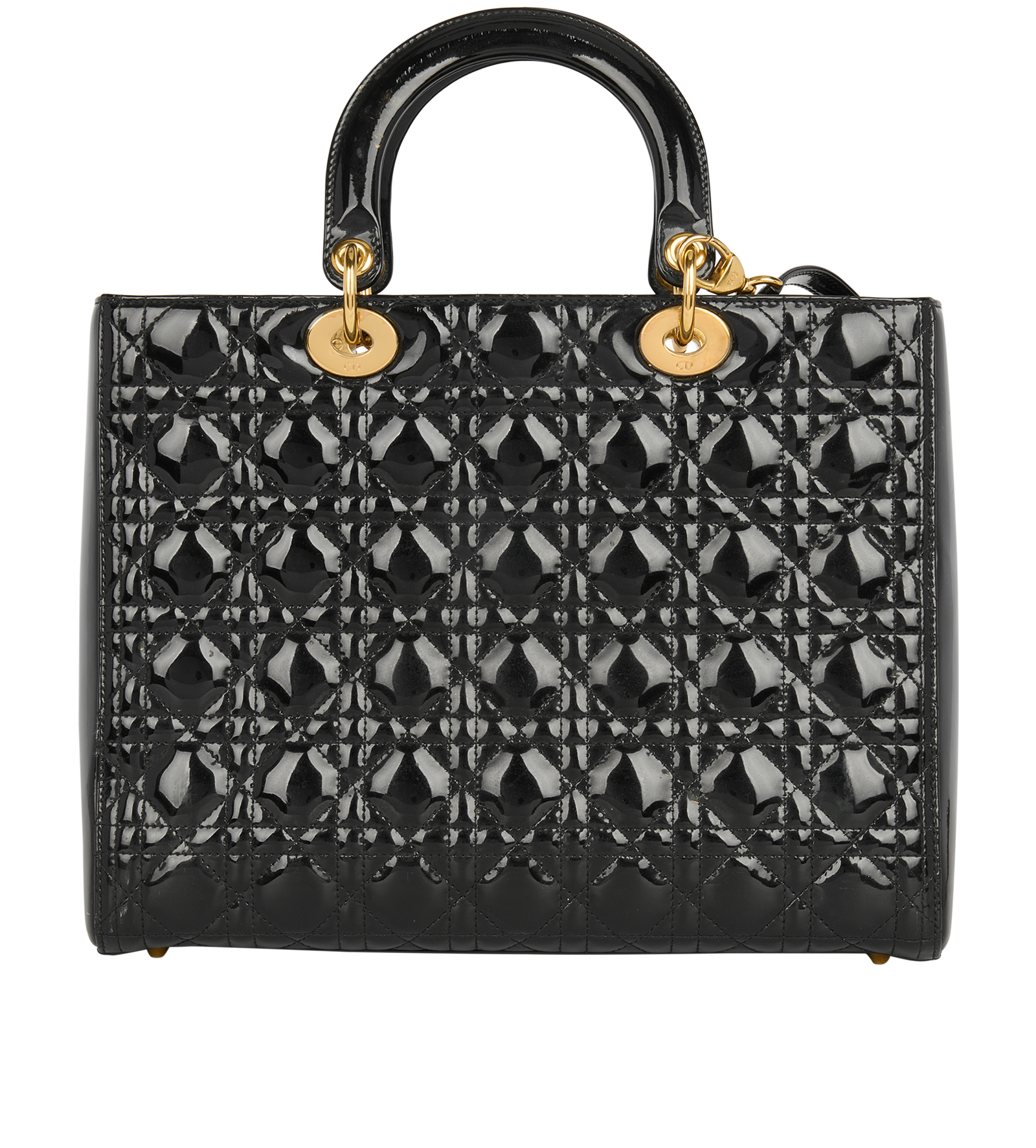 Large Lady Dior, &pound;1,250, Handbags, Black, Patent Leather, Back view